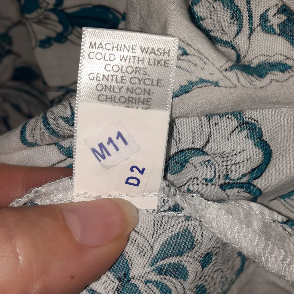 J.JILL Floral Cabana Dress Blue & White Boho Beach Organic Cotton Resort Vacay M - Picture 7 of 12